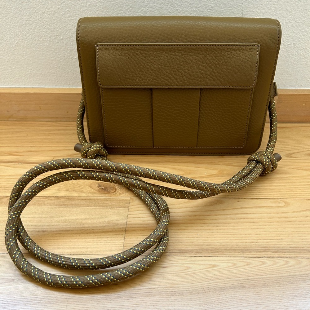 Dagne Dover Pebbled Leather Purse in Olive Green - discontinued style